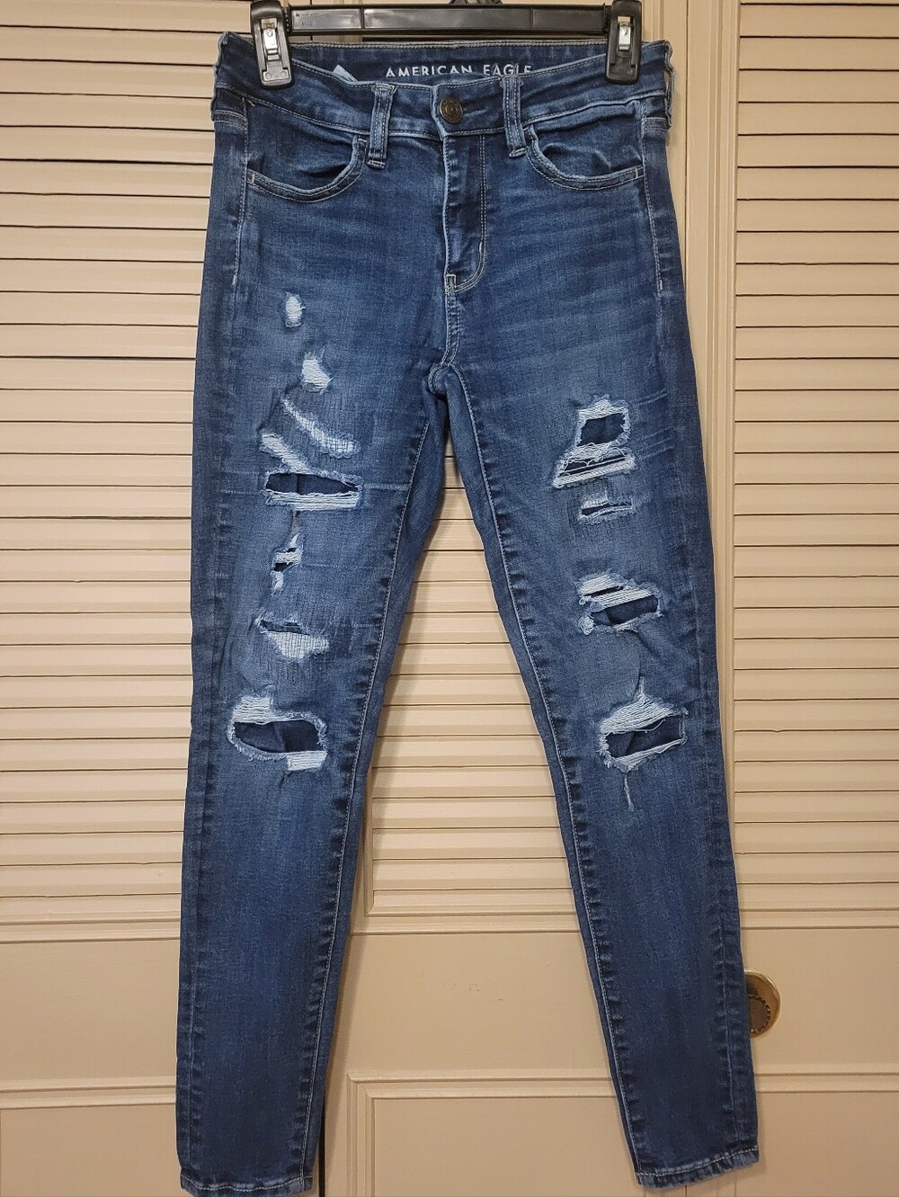 American Eagle Outfitters Blue Ripped Skinny Jeans